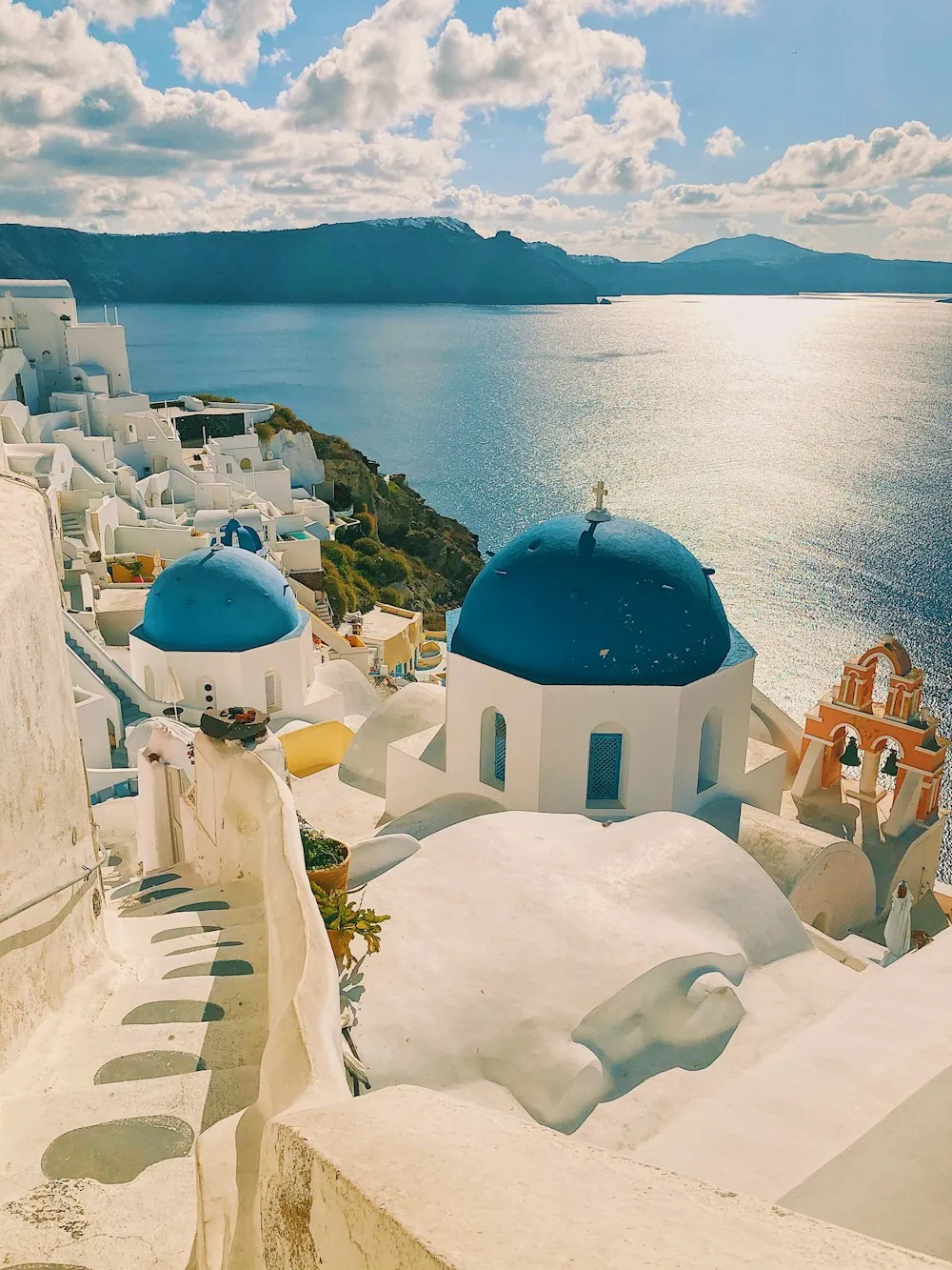 Whitewashed Santorini architecture overlooking the Aegean Sea